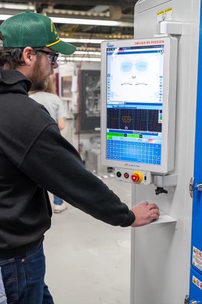 Close-up of edging equipment