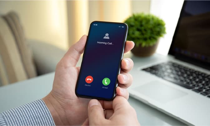 Simulated view of a phone screen with Camber technology